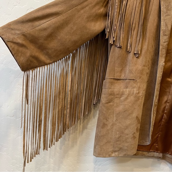 Vintage Western Open Front Super Soft Tan Suade Boho Jacket - Picture 17 of 17